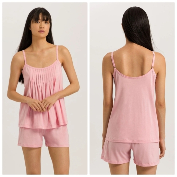New Hanro Juliet Pleated Coral Pink Pajama Set Small NWT